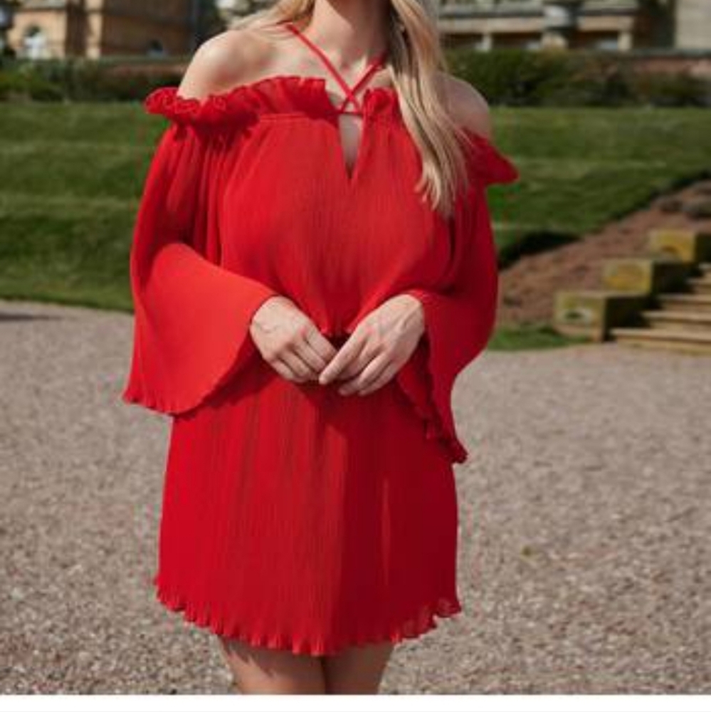 ASOS Curve Red Off-Shoulder Dress